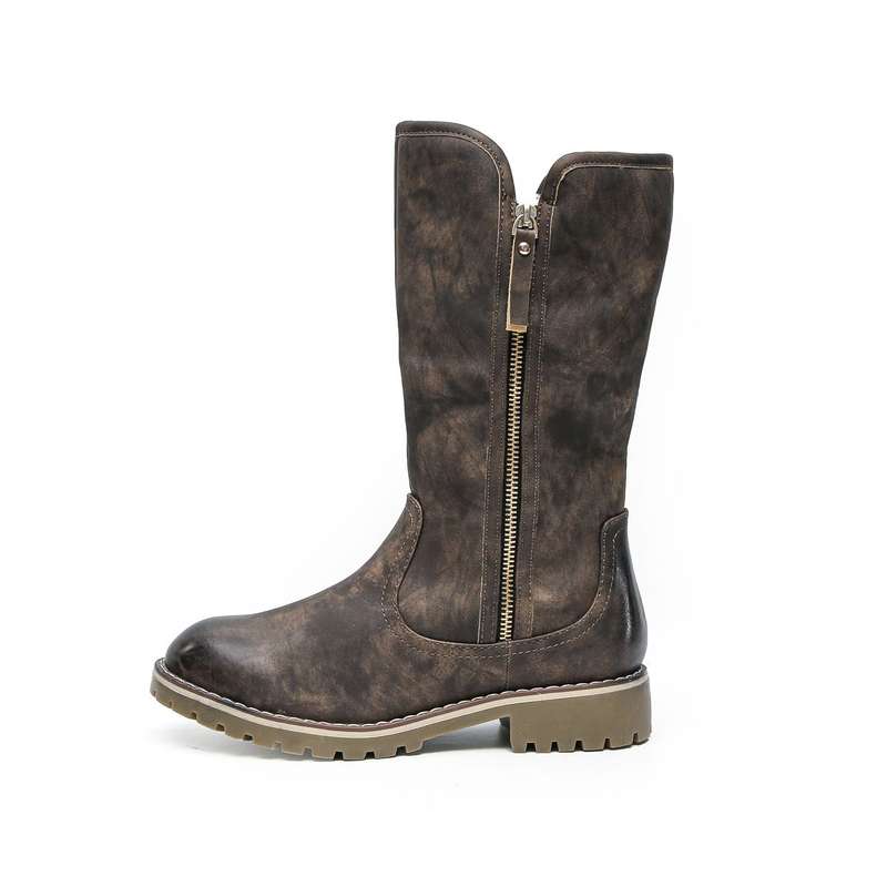 TTP Trendy Dual Side Zipper Mid Calf Boot with Fur Lining XB8226