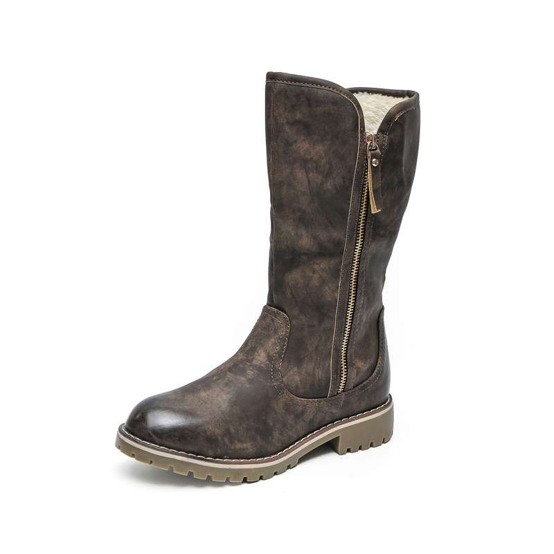 TTP Trendy Dual Side Zipper Mid Calf Boot with Fur Lining XB8226