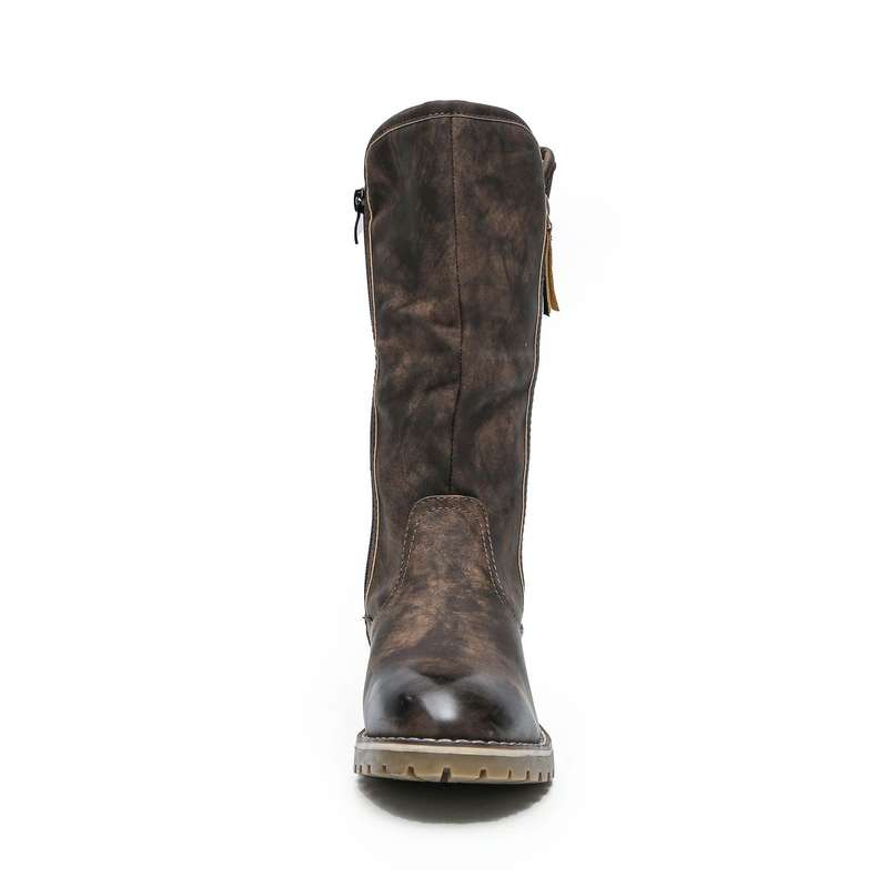 TTP Trendy Dual Side Zipper Mid Calf Boot with Fur Lining XB8226