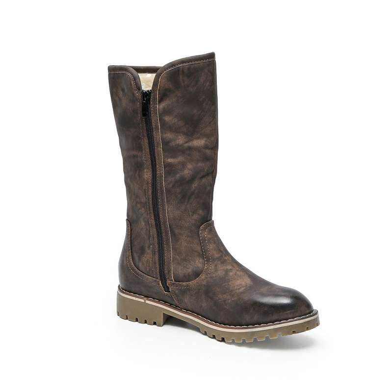 TTP Trendy Dual Side Zipper Mid Calf Boot with Fur Lining XB8226