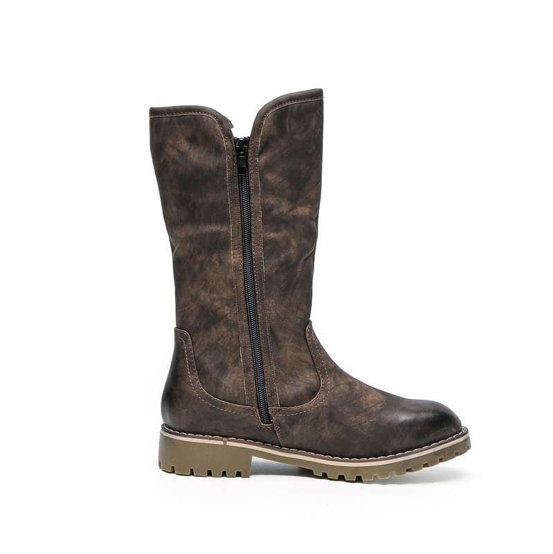 TTP Trendy Dual Side Zipper Mid Calf Boot with Fur Lining XB8226