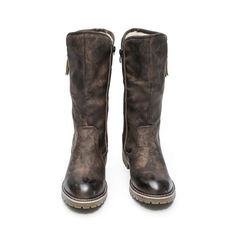 TTP Trendy Dual Side Zipper Mid Calf Boot with Fur Lining XB8226