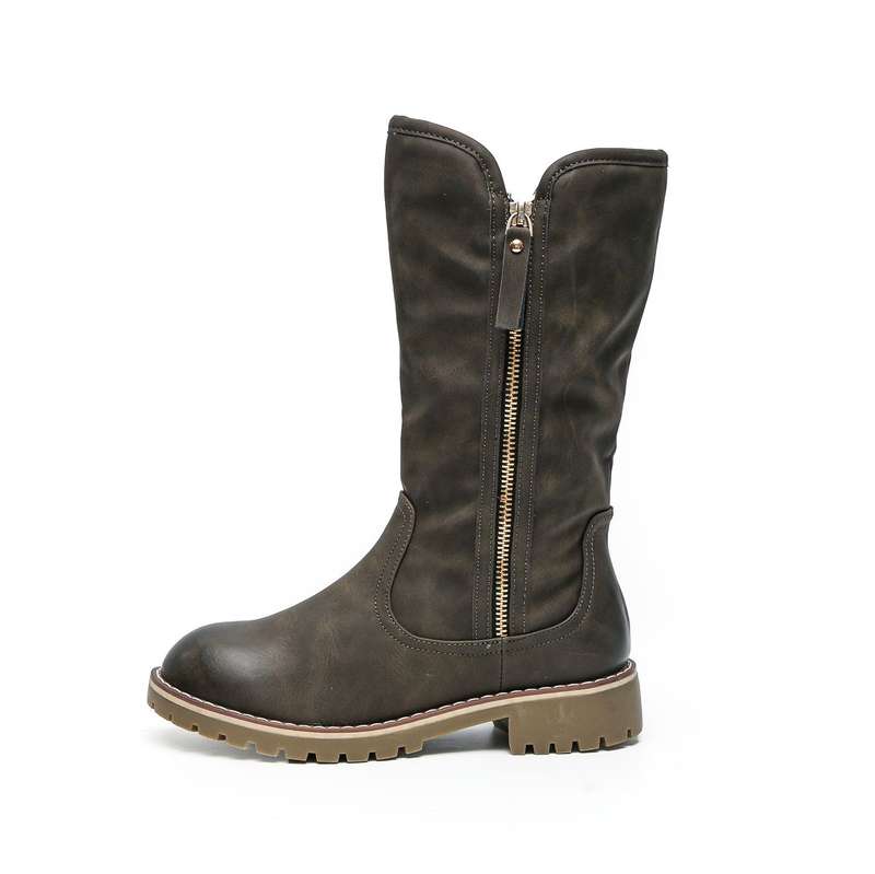 TTP Trendy Dual Side Zipper Mid Calf Boot with Fur Lining XB8226