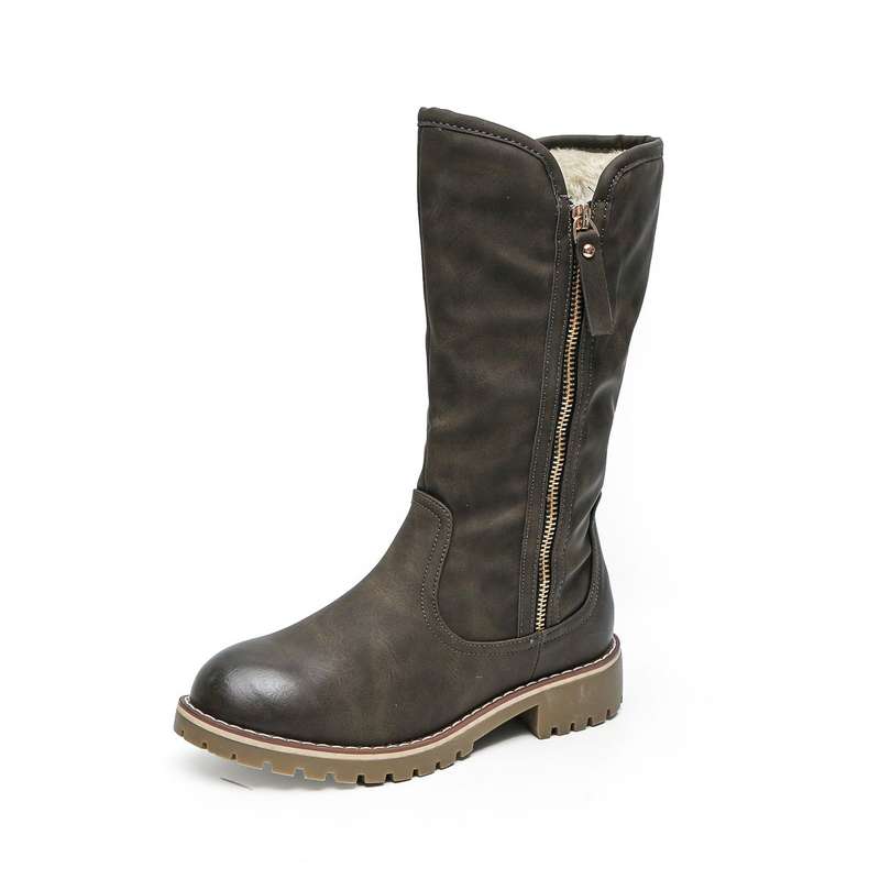 TTP Trendy Dual Side Zipper Mid Calf Boot with Fur Lining XB8226