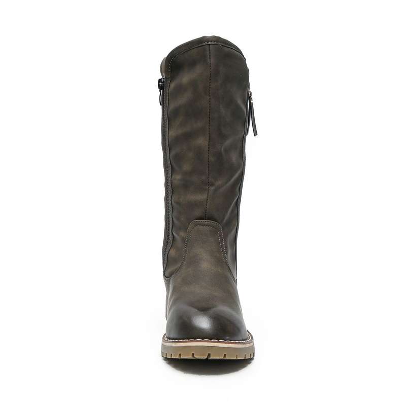 TTP Trendy Dual Side Zipper Mid Calf Boot with Fur Lining XB8226