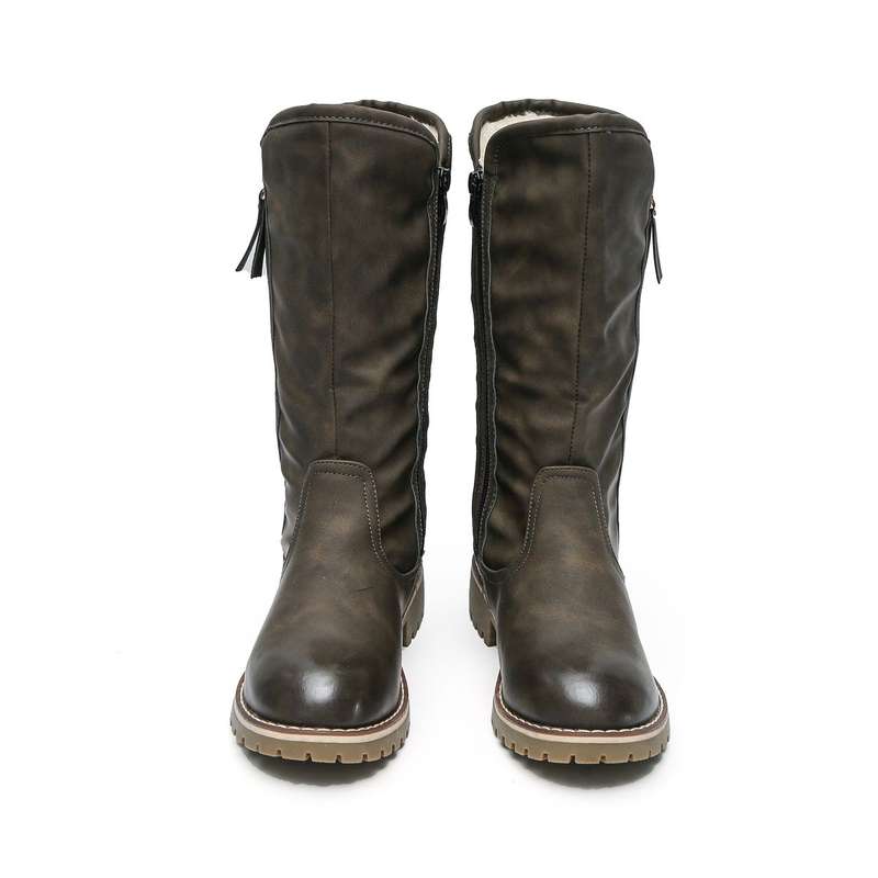 TTP Trendy Dual Side Zipper Mid Calf Boot with Fur Lining XB8226