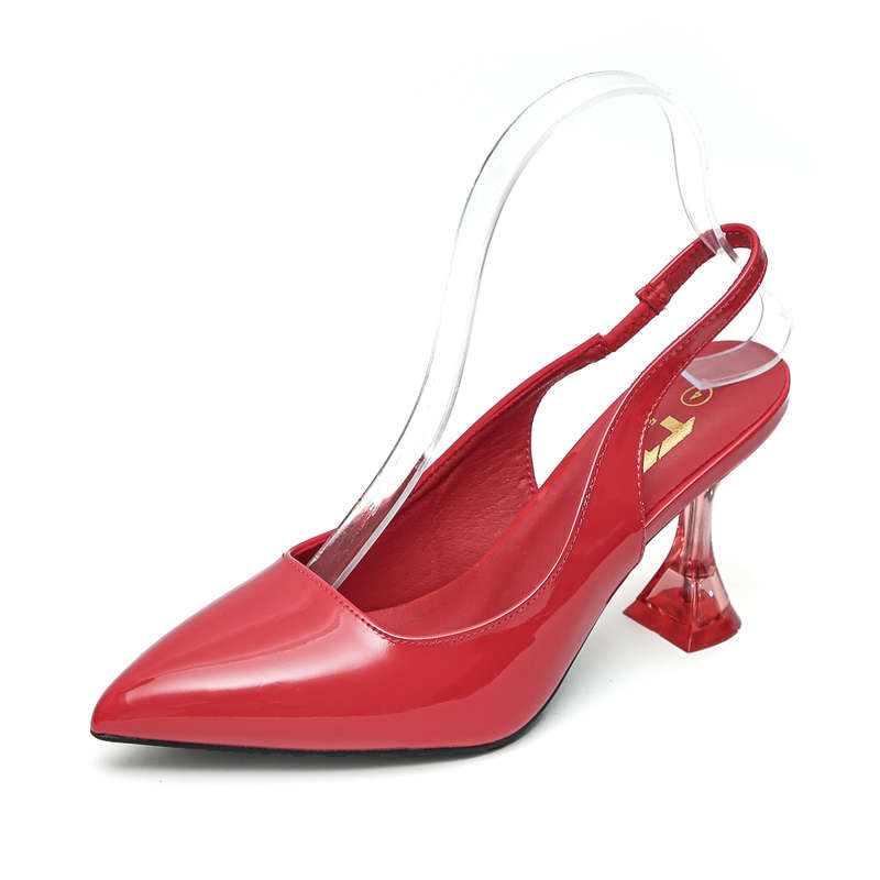 TTP Ladies Slingback Patent Spool Heels JSF22