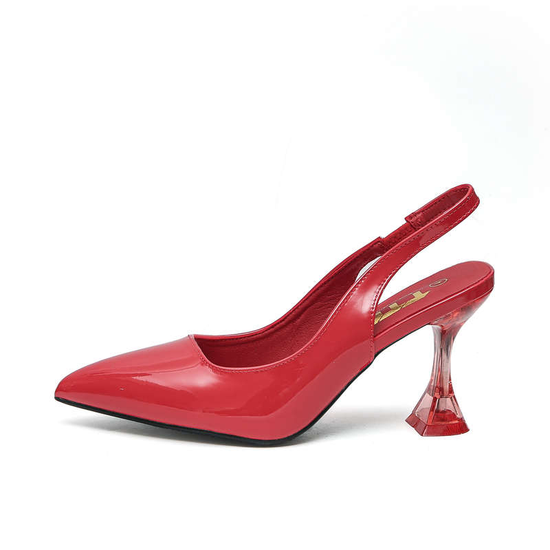 TTP Ladies Slingback Patent Spool Heels JSF22