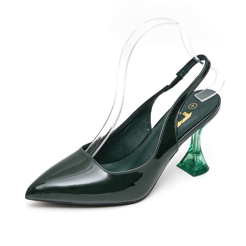TTP Ladies Slingback Patent Spool Heels JSF22