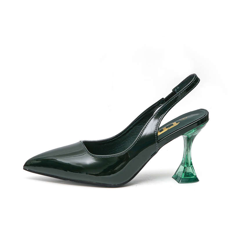 TTP Ladies Slingback Patent Spool Heels JSF22