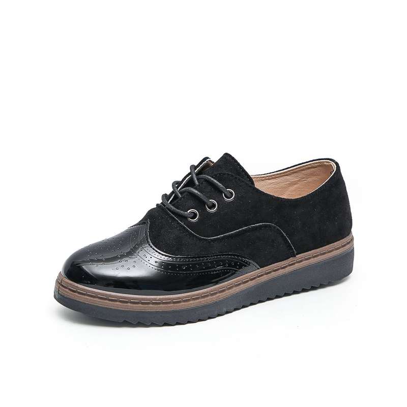 TTP Ladies Lace-Up Brogue with Patent Shoe Toe XB303