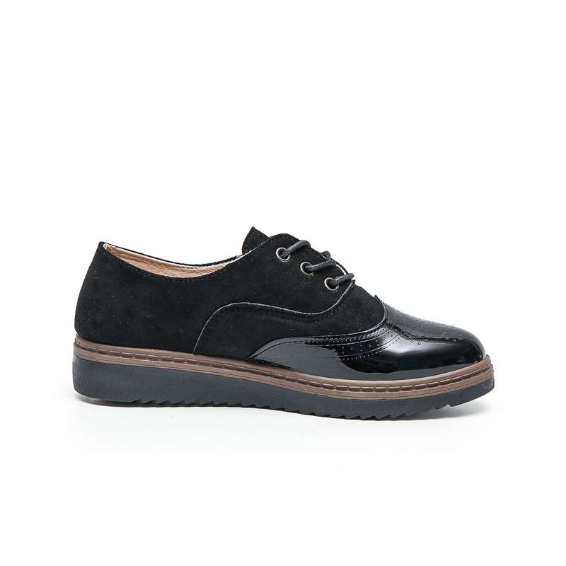 TTP Ladies Lace-Up Brogue with Patent Shoe Toe XB303