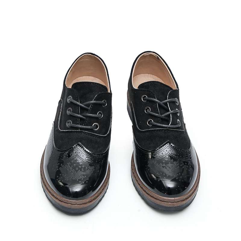 TTP Ladies Lace-Up Brogue with Patent Shoe Toe XB303