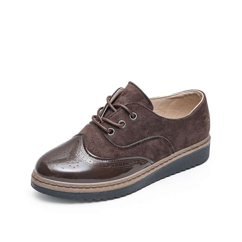 TTP Ladies Lace-Up Brogue with Patent Shoe Toe XB303