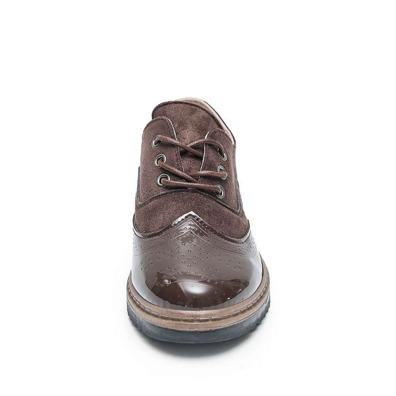TTP Ladies Lace-Up Brogue with Patent Shoe Toe XB303
