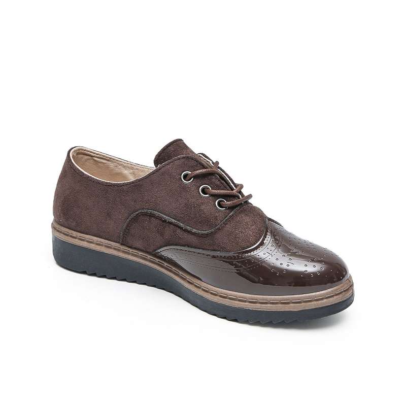 TTP Ladies Lace-Up Brogue with Patent Shoe Toe XB303