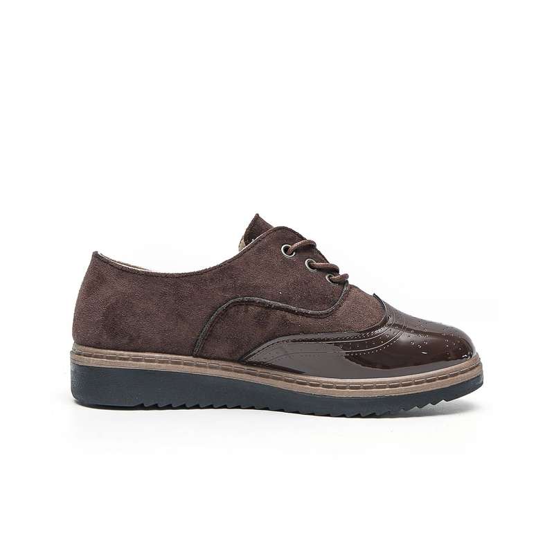 TTP Ladies Lace-Up Brogue with Patent Shoe Toe XB303