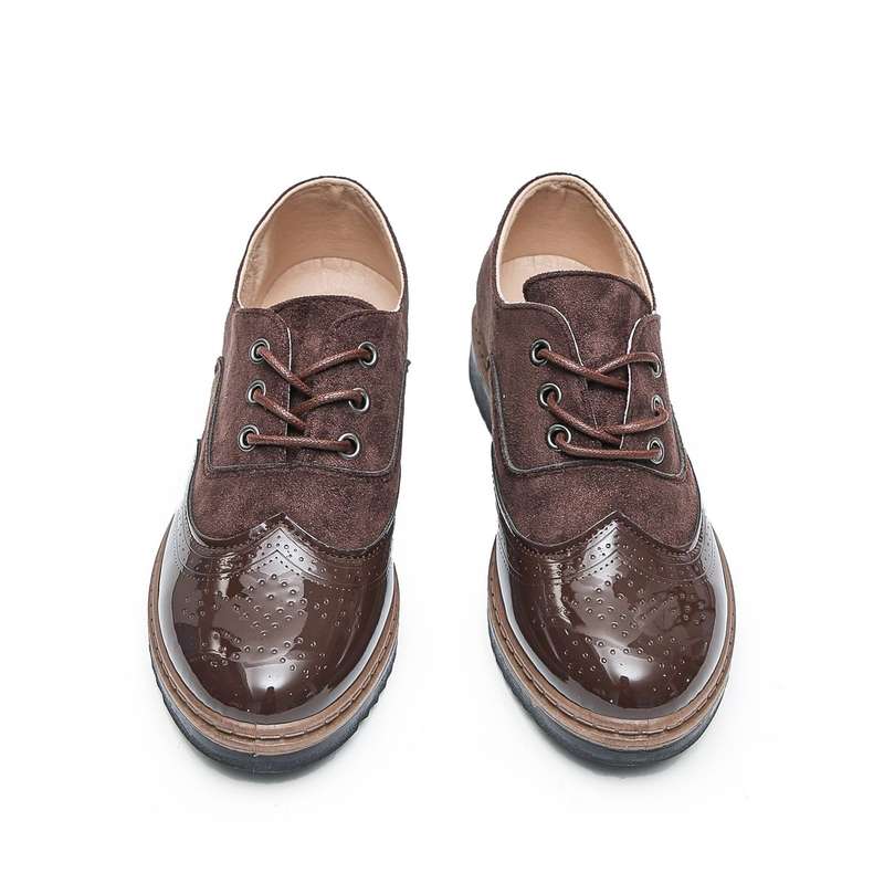 TTP Ladies Lace-Up Brogue with Patent Shoe Toe XB303