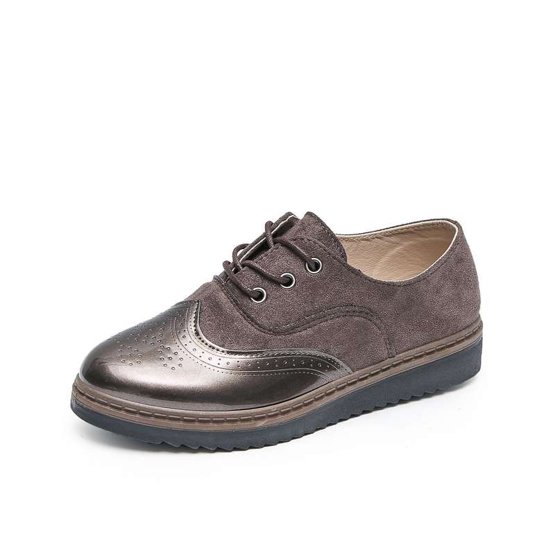 TTP Ladies Lace-Up Brogue with Patent Shoe Toe XB303