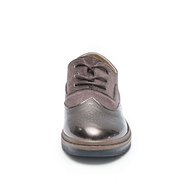 TTP Ladies Lace-Up Brogue with Patent Shoe Toe XB303