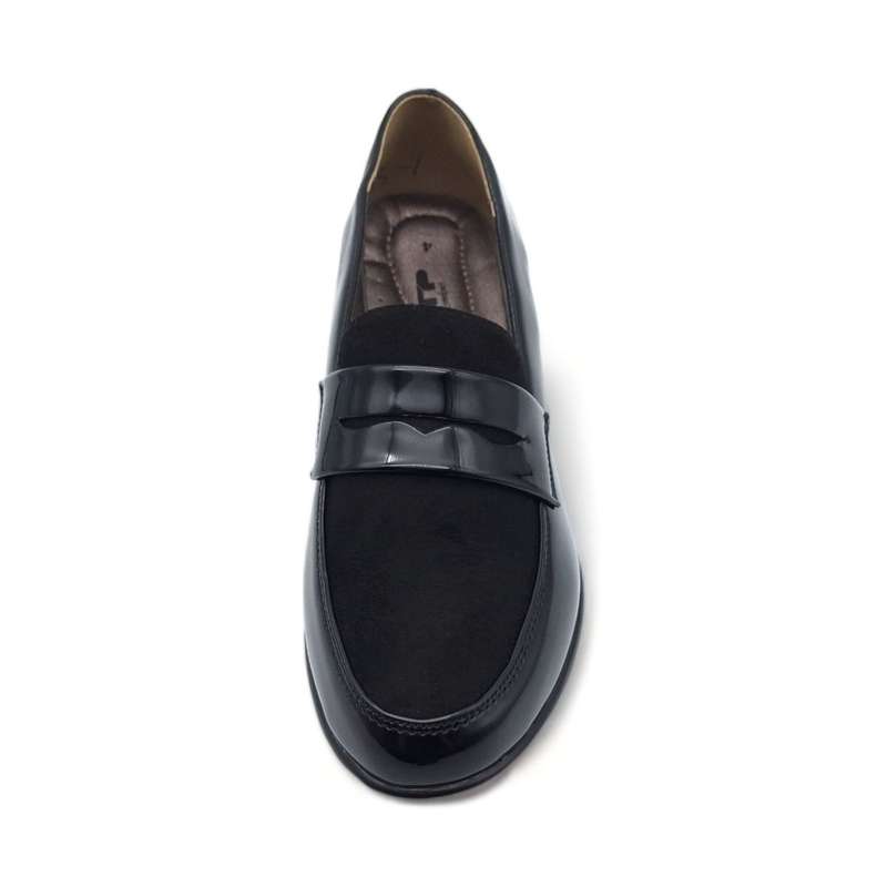 TTP Women Black Wedge Round Toe Slip On Loafers XB3705