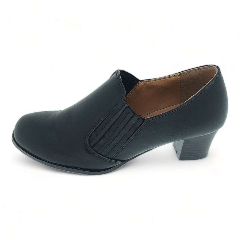 Block Heel Courts with Elasticated Vamp Edge BK8146