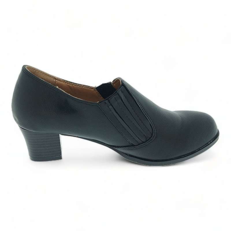 Block Heel Courts with Elasticated Vamp Edge BK8146
