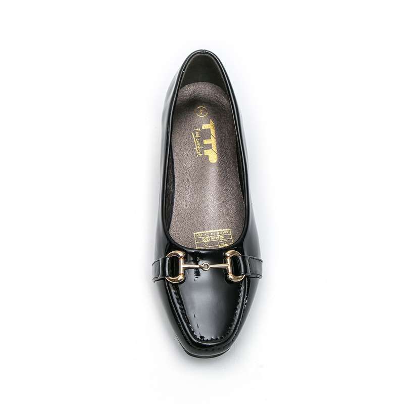 TTP Low Block Heel Patent PU Courts with Link Decor JSF60