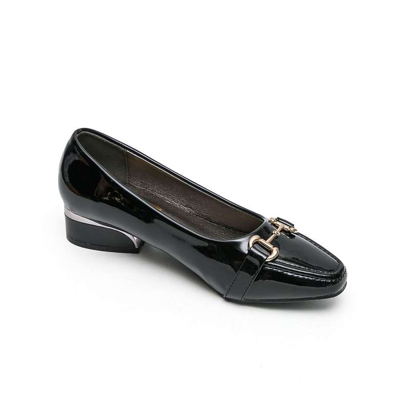 TTP Low Block Heel Patent PU Courts with Link Decor JSF60