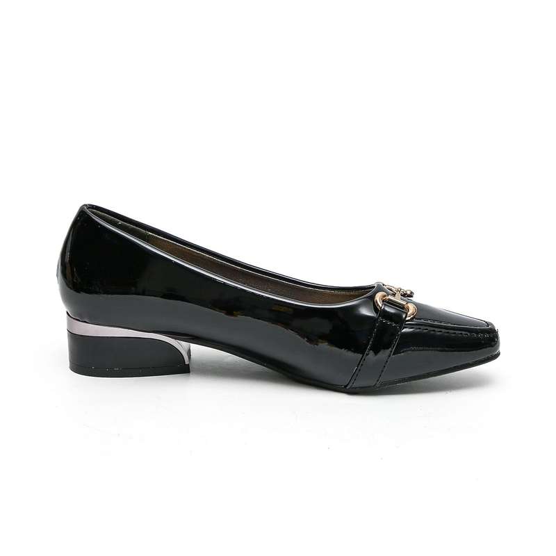 TTP Low Block Heel Patent PU Courts with Link Decor JSF60