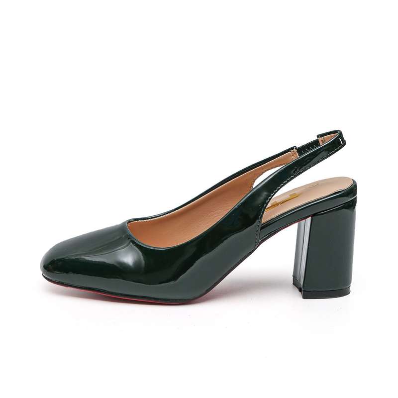 TTP Women's Block Heel Slingback Patent PU Heels JSF59