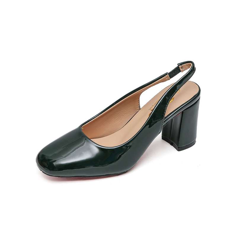 TTP Women's Block Heel Slingback Patent PU Heels JSF59
