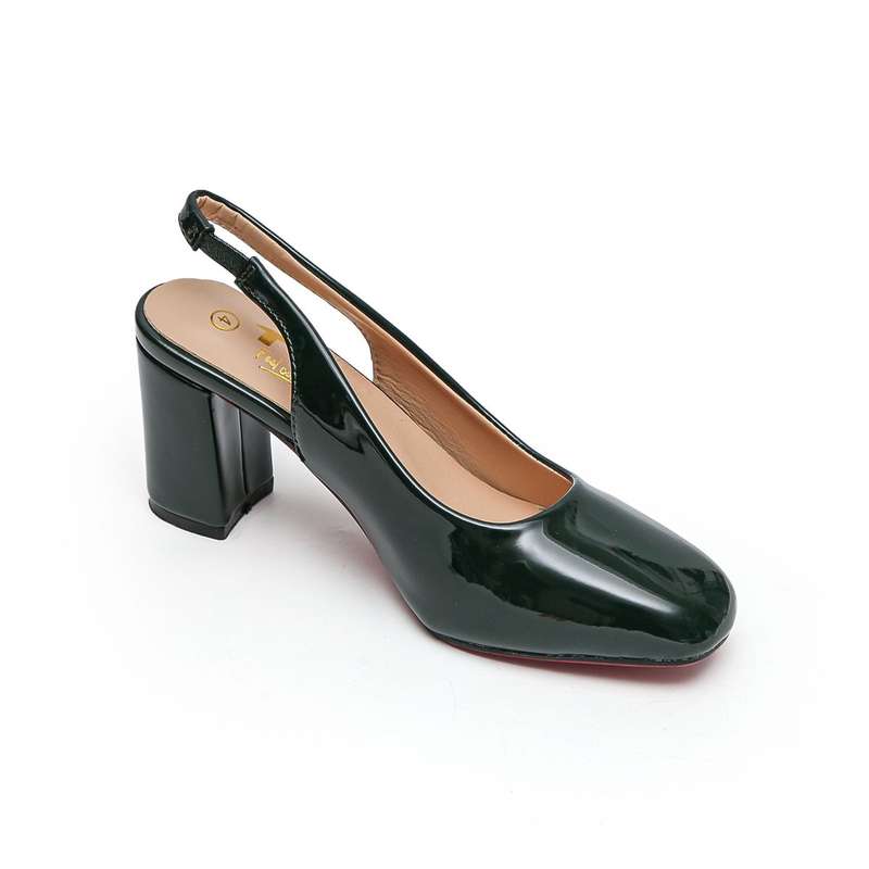 TTP Women's Block Heel Slingback Patent PU Heels JSF59