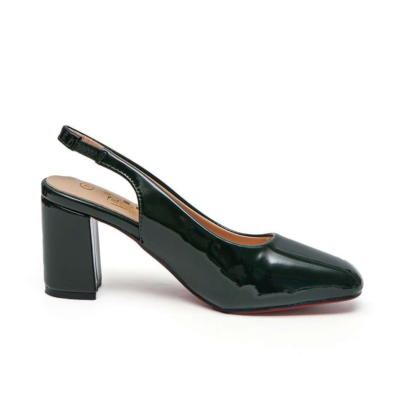 TTP Women's Block Heel Slingback Patent PU Heels JSF59