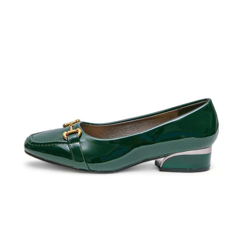 TTP Low Block Heel Patent PU Courts with Link Decor JSF60