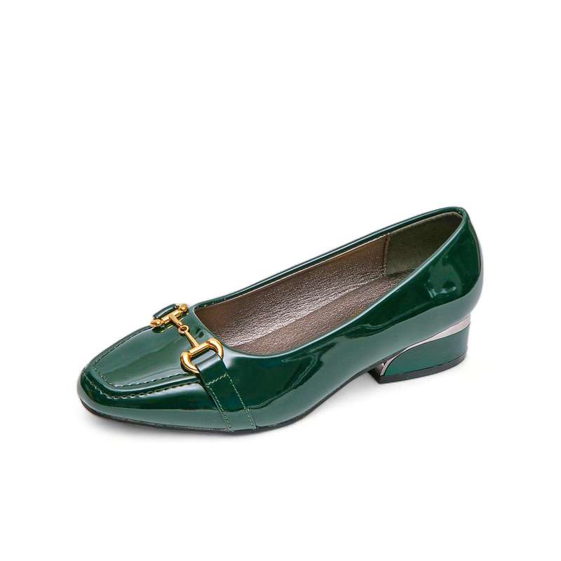 TTP Low Block Heel Patent PU Courts with Link Decor JSF60