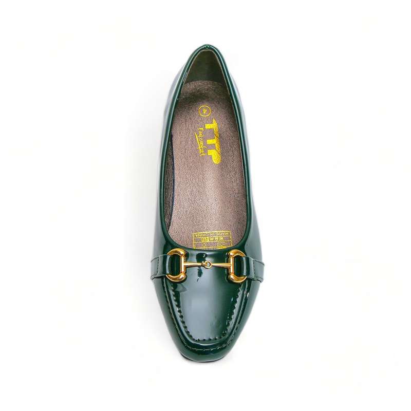 TTP Low Block Heel Patent PU Courts with Link Decor JSF60