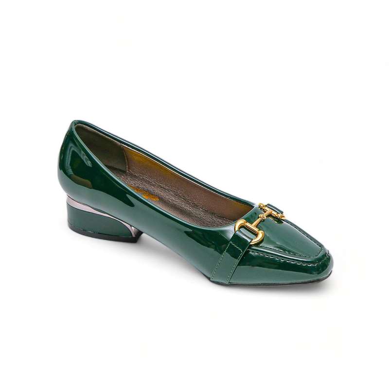 TTP Low Block Heel Patent PU Courts with Link Decor JSF60