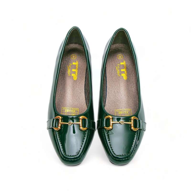 TTP Low Block Heel Patent PU Courts with Link Decor JSF60