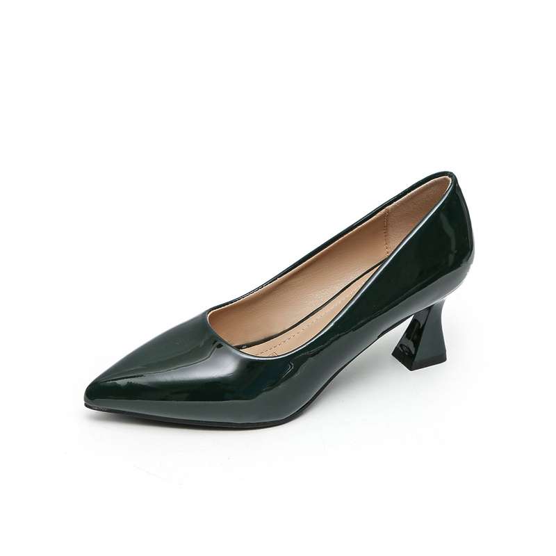 TTP Women Spool Heel Patent PU Slip On Heels JSF65
