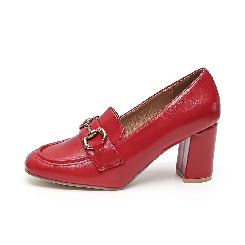 TTP Square Toe High Top Line Block Heel with Link Decor JSF52
