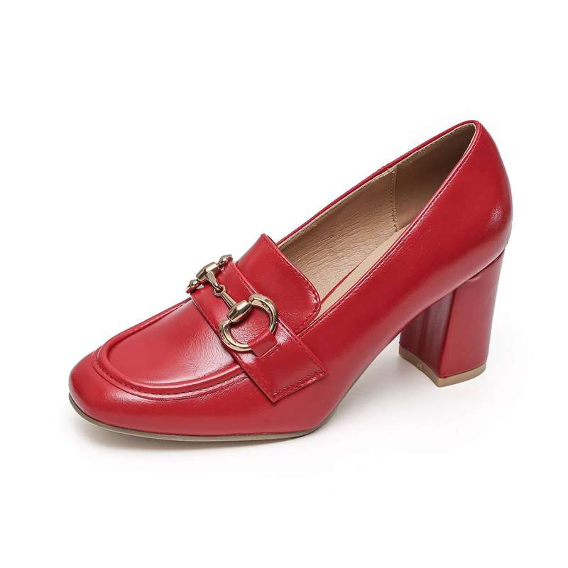 TTP Square Toe High Top Line Block Heel with Link Decor JSF52