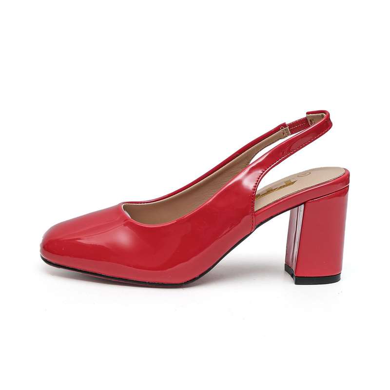 TTP Women's Block Heel Slingback Patent PU Heels JSF59