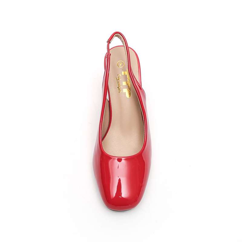 TTP Women's Block Heel Slingback Patent PU Heels JSF59
