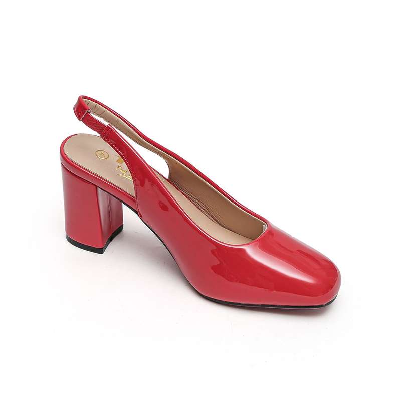 TTP Women's Block Heel Slingback Patent PU Heels JSF59
