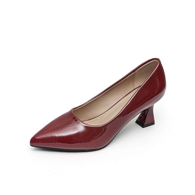 TTP Women Spool Heel Patent PU Slip On Heels JSF65
