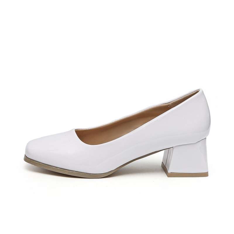 TTP Ladies Square Toe Patent PU Flare Heels JSF57