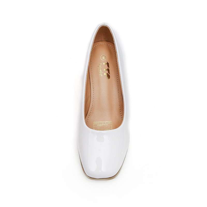 TTP Ladies Square Toe Patent PU Flare Heels JSF57