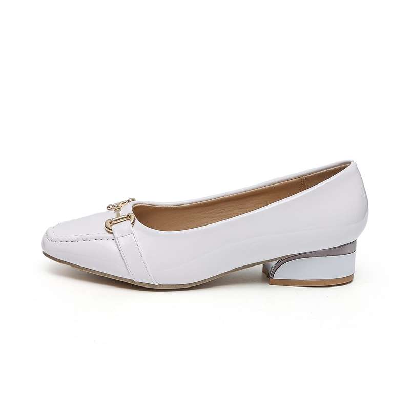 TTP Low Block Heel Patent PU Courts with Link Decor JSF60