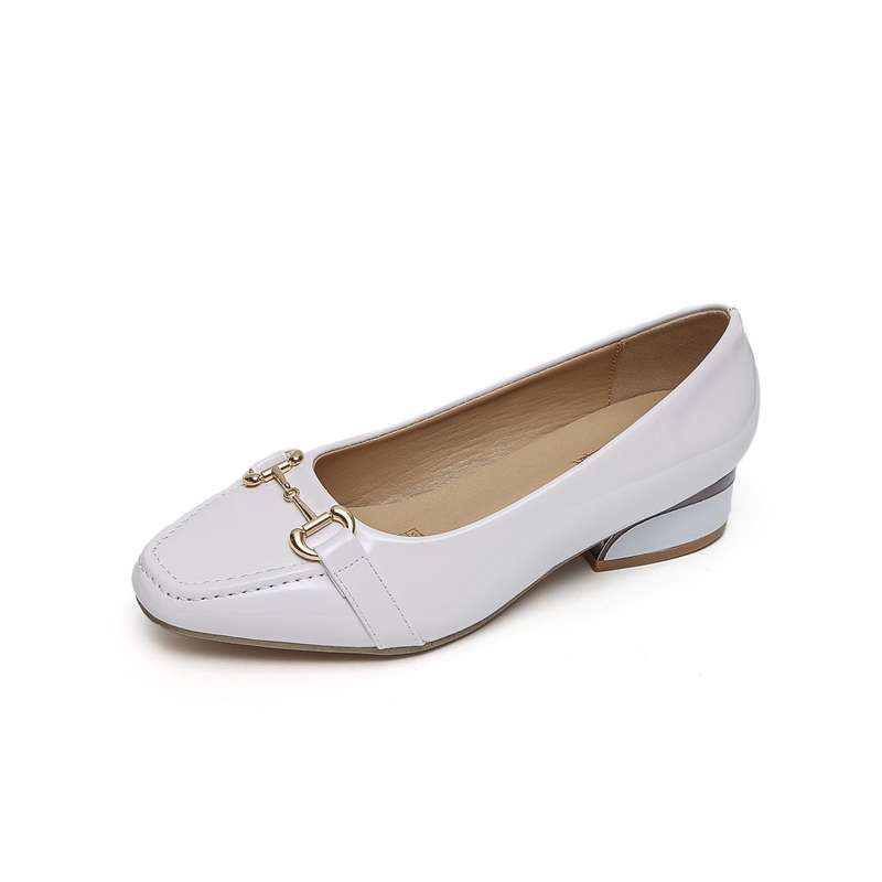TTP Low Block Heel Patent PU Courts with Link Decor JSF60